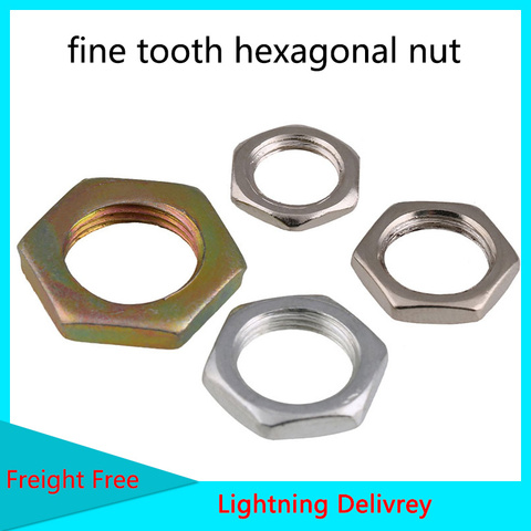 GB6173 galvanized / color zinc / nickel thin fine tooth hexagonal nut M7-M16 10pcs ► Photo 1/6