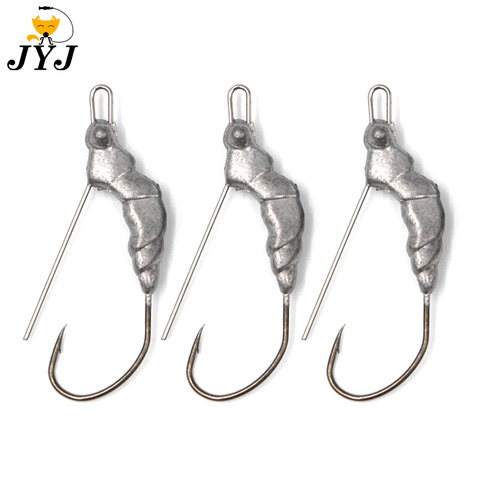 10pcs/lot Exposed Lead Jig Head Barbed Lead Hook Lead Jig Head Shrimp Shape Soft Bait Worms Hook Fishing hooks ► Photo 1/6