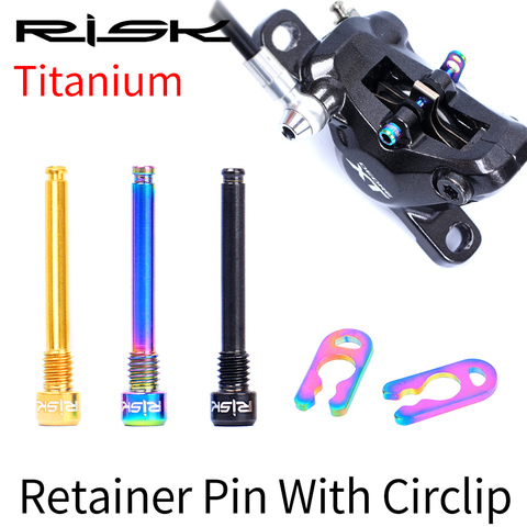 RISK Bicycle Hydraulic Disc Brake Pad Bolts M4 Titanium Alloy Fixing Pin Inserts Caliper Hexagon Screws Retainer Pin With Circli ► Photo 1/5