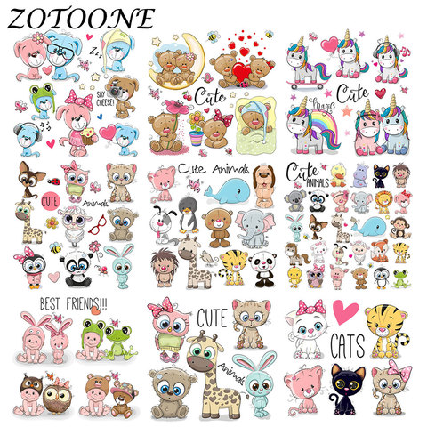 ZOTOONE Cute Animal Combination Unicorn Iron on Patches for Clothing Thermo Stickers Heart Transfers Patch Applique Kid Clothes ► Photo 1/6