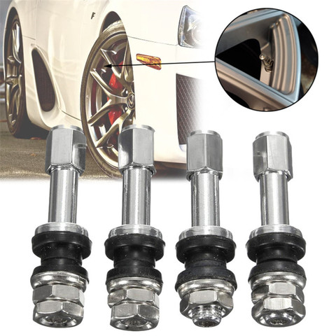 Car Tire Valve 4pcs TR48E Bolt-in Car Tubeless Wheel Tire Valve Stem Dust Cap Cover vehicle Stainless Steel Metal Straight Mouth ► Photo 1/6