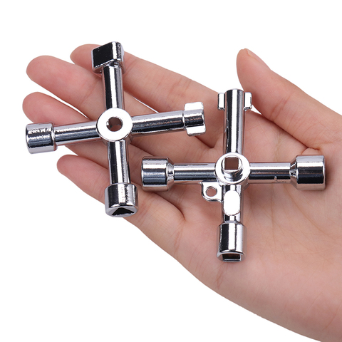 1PC Multi-Function 4 In 1 Universal Cross Key Triangle Wrench For Train Electrical Elevator Cabinet Valve Alloy Wrench ► Photo 1/6
