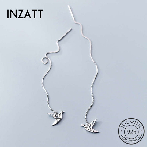 INZATT Real 925 Sterling Silver Zircon crane Stud Earring For fashion Women part Cute Fine Jewelry minimalist Accessories Gift ► Photo 1/3