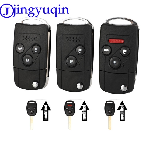 jingyuqin For Honda Accord Civic Pilot With Rubber pad 2 3 4 Buttons Refit Remote Flip Car Key Shell Case Fob Entry ► Photo 1/6