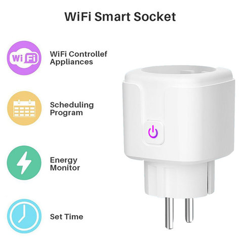 16A EU Smart Wifi Power Plug with Power Monitor Smart Home Wifi Wireless Socket Outlet Works with Alexa Google Home Tuya App ► Photo 1/6
