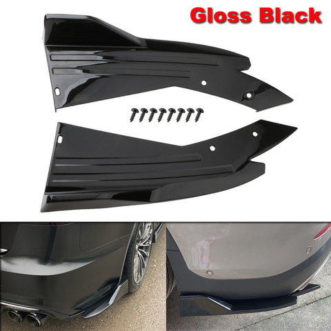 2pcs Universal Gloss Black Car Rear Bumper Spoiler Canards Fins Anti-crash Diffuser Lip Wrap Angle Splitter Protector Guard Kits ► Photo 1/6