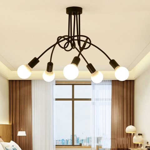 American retro wrought iron LED E27 ceiling lamp black and white lamp living room ceiling lamp decoration home lighting ► Photo 1/6