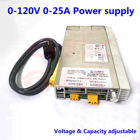 Powerful 3000W 0-90v 0-120v 0-25A Voltage Current Adjustable Lithium Battery Charger for 12V 24V 48V Li ion Lifepo4 battery pack ► Photo 1/6