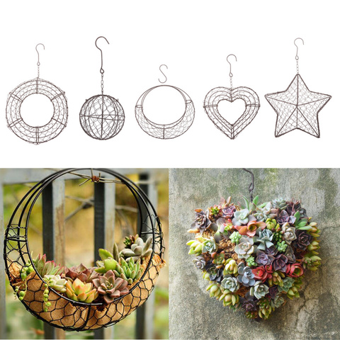 Rustic Iron Wire Wreath Frame Succulent Pot Iron Hanging Planter Plant Holder (Plants Are Not Included) ► Photo 1/6