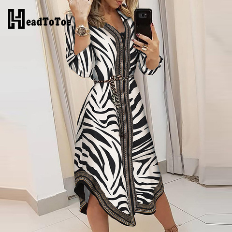 Zebra Print Irregular Casual Shirt Dress ► Photo 1/4