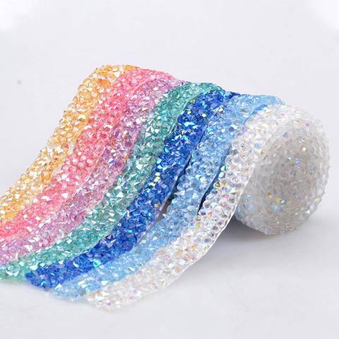 1 Yard/2 Yard Crystal Motif Strass Chain Hot Fix Rhinestone Trim Applicator Ribbon With Rhinestones Appliques For Wedding Dress ► Photo 1/6