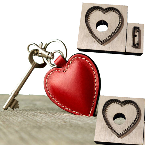 DIY leather craft heart key ring decoration die cutting knife mold metal hollowed punch tool set ► Photo 1/3
