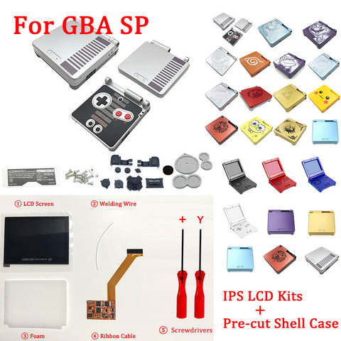 IPS LCD Kits with pre-cut shell for GBA SP IPS LCD V2 Backlight Screen with shell case For GBASP Console Housing With Buttons ► Photo 1/6