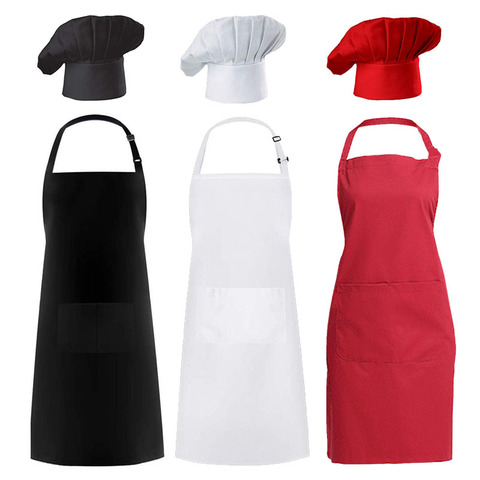 Apron Chef Hat Set Adjustable Half-length Adult Apron Striped Hotel Restaurant Chef Waiter Kitchen Cook Apron ► Photo 1/6