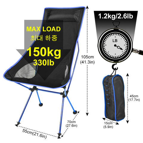 Outdoor Portable Folding Chair Max Load Of 150kg Ultralight Travel Fishing Camping Chair Picnic Home Seat Moon Chair 캠핑의자 ► Photo 1/6