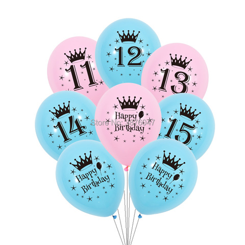 12 pcs/lot  11 12 13 14 15 year birthday balloon kids boy girl birthday party decorations happy birthday anniversary balloons ► Photo 1/6