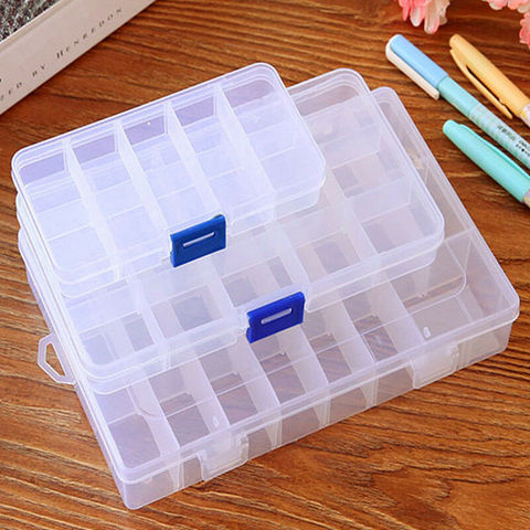 Plastic 15/10/24 Slots Adjustable Jewelry Storage Box Case Craft Organizer Bead ► Photo 1/6