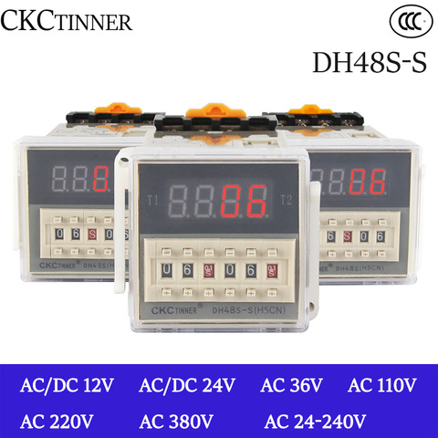 Digital LED Programmable Timer Relay Switch DH48S-S 0.1S-99H Socket Base AC/DC 12V 24V 36V 110V 220V 380V Repeat Cycle Timer ► Photo 1/6