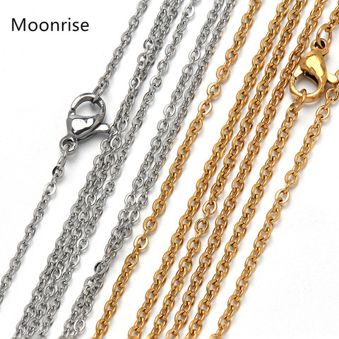 5Pcs/Lot Stainless Steel Chain Necklace Cable Chain Necklace with Lobster Clasp for Women DIY Jewelry Making ► Photo 1/6