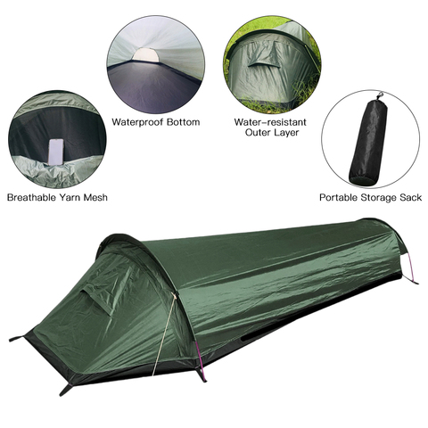 Lixada Ultralight Tent Backpacking Tent Outdoor Camping Sleeping Bag Tent Lightweight Single Person Bivvy BagTent ► Photo 1/6