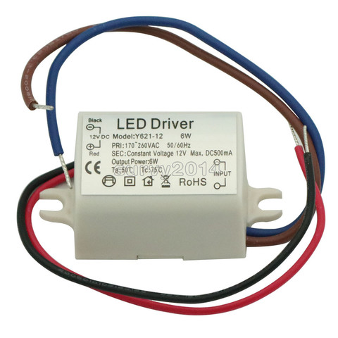 DC 12V 6W Watt High Power LED Driver Constant Current AC170V-260V 50-60Hz 500mA ► Photo 1/4