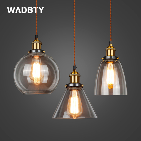 Glass Pendant Lamp Vintage Pendant Lights American Amber E27 Light Bulb Decor Planetarium Lamp Dinning room Kitchen Home LED ► Photo 1/6