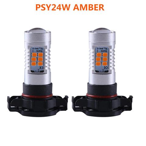 2Pcs NEW 24W PSY24W HIGH POWER 2835 CHIPS LED AMBER INDICATOR BULBS For BMW & OTHER CARS CANBUS FREE ERROR ► Photo 1/5
