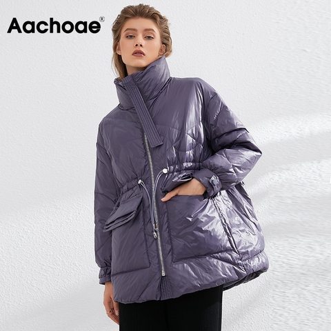 Aachoae Pure Winter Lightweight Down Jacket Women Thick Warm Batwing Long Sleeve Loose Doudoune Pocket Ultra Light Duck Down ► Photo 1/6