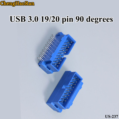 ChengHaoRan 2pcs/lot chassis motherboard interface 19 pin 90 degree 20P male connector usb 3.0 male IDC 20Pin ► Photo 1/6