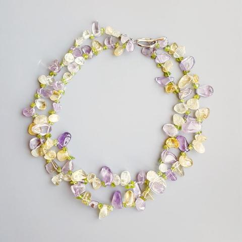 LiiJi Unique Genuine Amethysts Citrines PeridotsToggle Clasp 2 Rows Necklace 47cm for Women Summer ► Photo 1/4