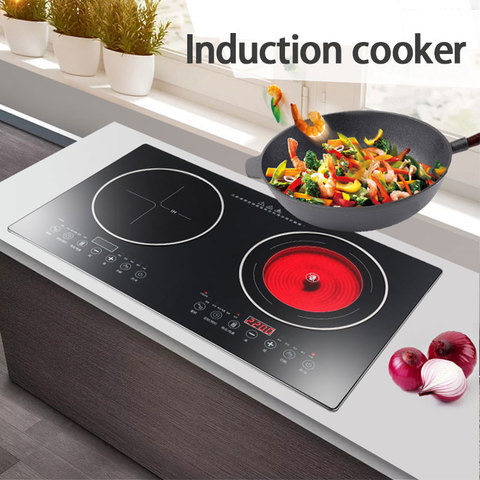 Built-in Panel Cooktop Double-burner Electric Cooktop Induction Cooker And Ceramic Cooker Double Stove Embedded Dual Use ► Photo 1/5