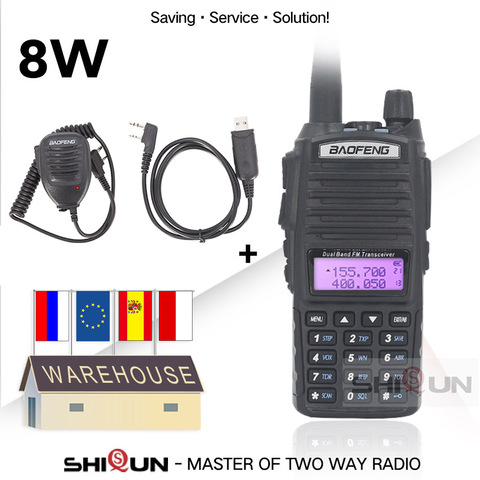 Dual PTT Original BaoFeng 8W Walkie Talkie 10 KM Dual Band Baofeng UV-82 UHF VHF Baofeng UV 82 Ham Radio 10 KM Hot Baofeng UV 9R ► Photo 1/6