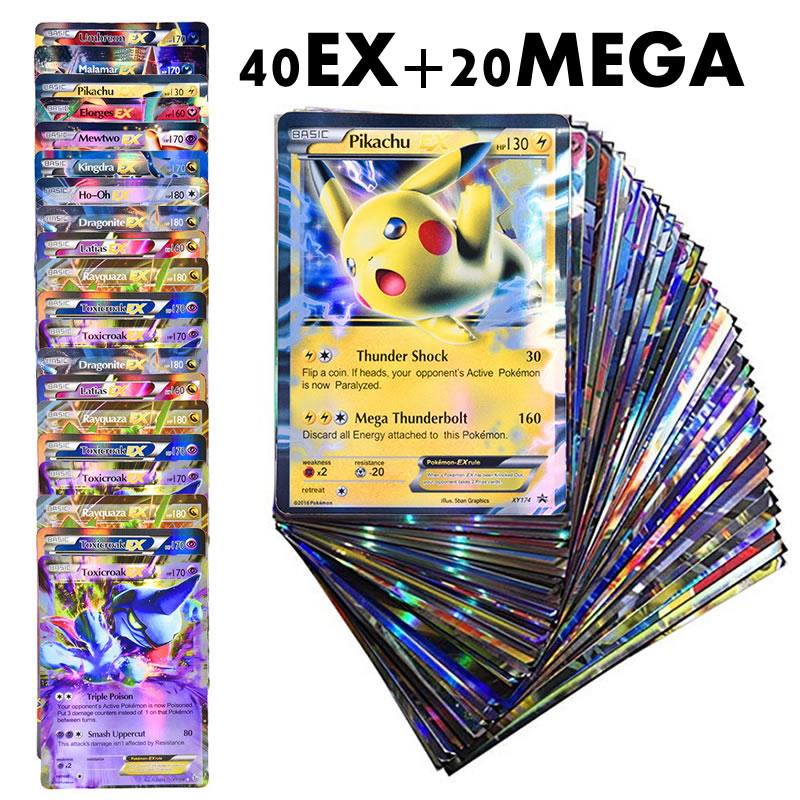 100Pcs//Box Pokemon VMAX Cards GX EX Mega Pokemones Game Booster collectibles Kid