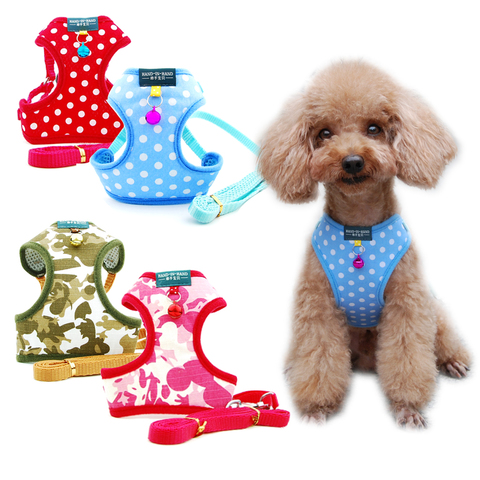 Dog Cat Polka Dot Print Cotton Harness Vest Pet Adjustable with Bell Walking Leash for Puppy Mesh Harness for Small Medium Dog ► Photo 1/6