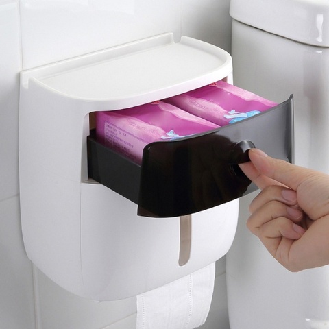 Punch-free Toilet Paper Holder Box Waterproof Storage Toilet Paper