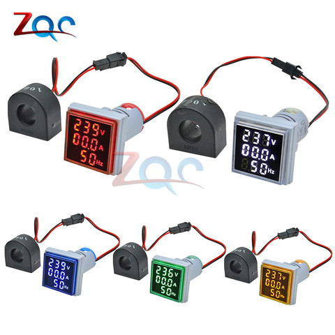 3 in 1 AC 60~500V Digital Voltmeter Ammeter HZ Hertz Frequency Meter 22mm Current Voltage Indicator Tester Amp Signal Light LED ► Photo 1/6