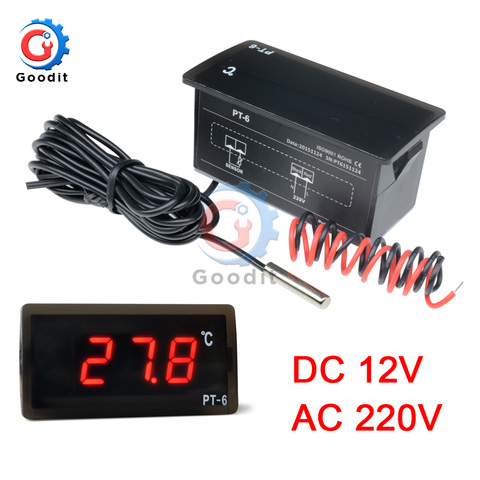 PT-6 -40~110C Digital Car Thermometer Vehicle Temperature Meter Monitor AC 220V  DC 12V Automotive Thermometer with NTC Sensor ► Photo 1/6