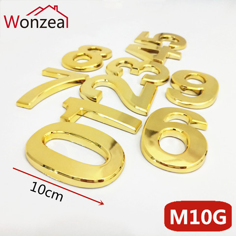 10cm 0123456789 ABS plastic Modern Plaque Door Number House Hotel Door Address Digits Sticker Door Plate Sign Golden Color ► Photo 1/6