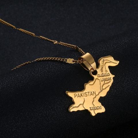 Pakistan Map Pendant Necklace Gold Color Pakistanis Charm Map Jewelry ► Photo 1/5