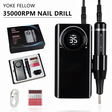 YOKE FELLOW 35000RPM Electric Nail Drill Machine for Manicure Nail Gel Polisher Nail File Rechargeable Manicure Drill Machine ► Photo 1/6