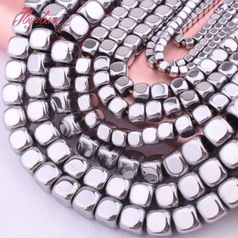 2,3,4,6mm Smooth Cube Silver Hematite Beads Natural Stone Beads For Necklace Bracelets Earring Jewelry Making 15