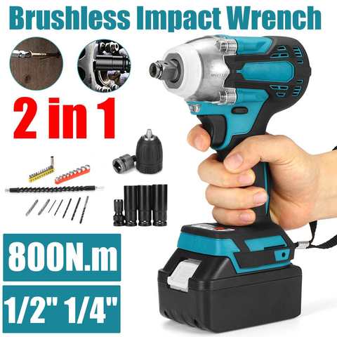 2 in1 18V 800N.m Li-Ion Brushless Cordless Electric 1/2