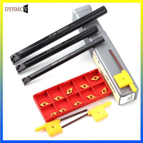 3PCS S08K-SDUCR07 S10K-SDUCR07 S12M-SDUCR07 95-degree spiral turning tool holder boring bar + 10PCS DCMT070204 carbide tools ► Photo 1/6