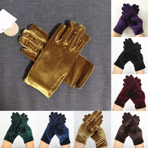 Autumn Winter Warm Velvet Gloves Solid Color Driving Goves Fashion Etiquette Mittens Quality Elastic Outdoor Goves Velvet Gloves ► Photo 1/6