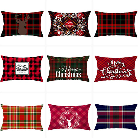 Christmas Cushion Cover 30x50 Pillowcase Lattice Letter Printed Sofa Cushions Decorative Throw Pillow Home Decor Pillowcover ► Photo 1/6