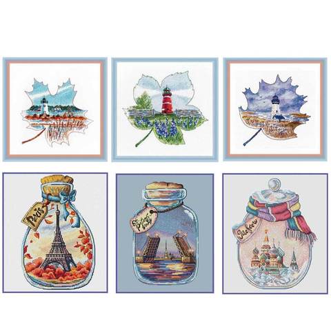 Landscape in a bottle patterns Counted Cross Stitch 11CT 14CT 18CT DIY Chinese Cross Stitch Kits Embroidery Needlework Sets ► Photo 1/6