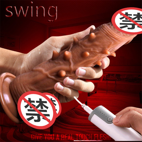 Super Huge Soft Silicone Realistic Suction Cup Dildo For Women Barbed  Electric Stirring Swing Dildo Vibrator Sex Toys For Woman ► Photo 1/6