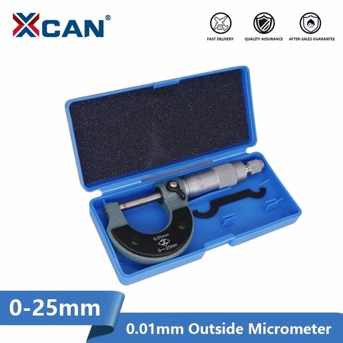 XCAN Measuring Tool High Precision 0-25mm 0.01mm 0-25mm Outside Micrometer Gauge Caliper Tool With Mini Wrench ► Photo 1/6