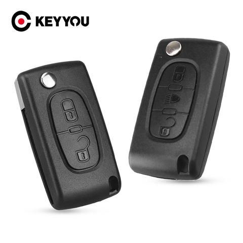 KEYYOU Flip Folding 2 Button Car Remote Key Case Shell For PEUGEOT 206 307 308 207 407 408 For Citroen C2 C3 C4 C5 C6 C8 ► Photo 1/6