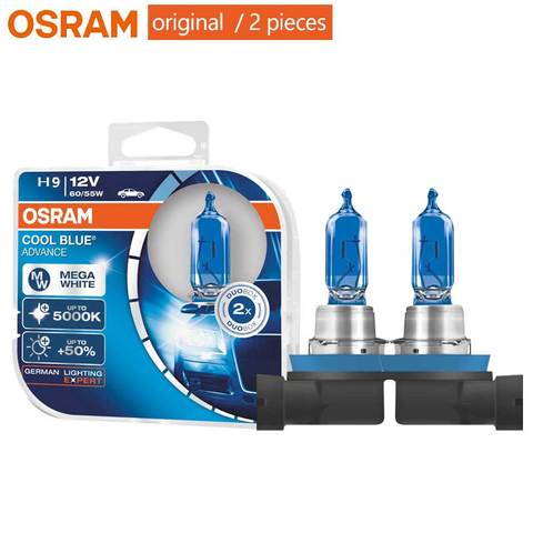 OSRAM H9 Halogen Cool Blue Advance Car Headlight Fog Lamp +50% Brighter 12V 65W 5000K 62213CBA (Pair) ► Photo 1/6